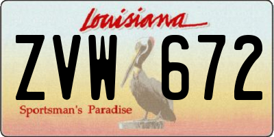LA license plate ZVW672