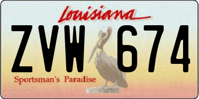 LA license plate ZVW674