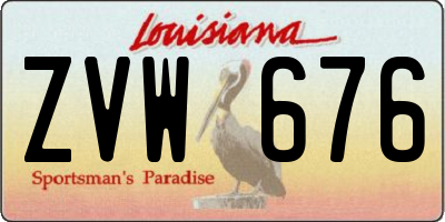 LA license plate ZVW676