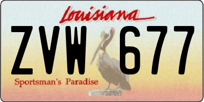 LA license plate ZVW677