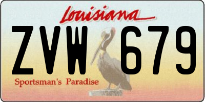 LA license plate ZVW679