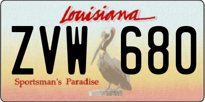 LA license plate ZVW680