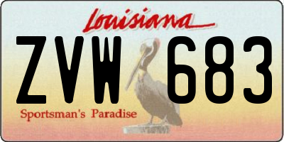 LA license plate ZVW683