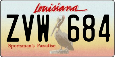 LA license plate ZVW684