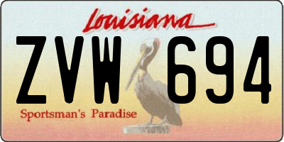 LA license plate ZVW694