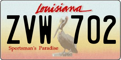 LA license plate ZVW702