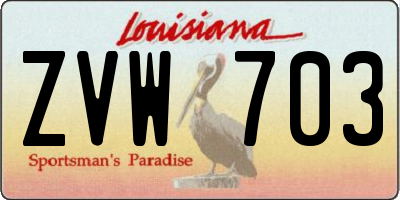 LA license plate ZVW703