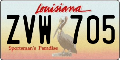 LA license plate ZVW705