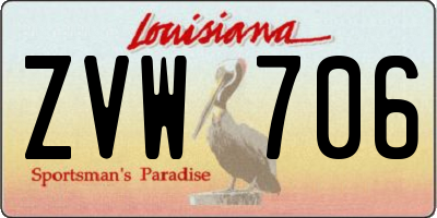 LA license plate ZVW706