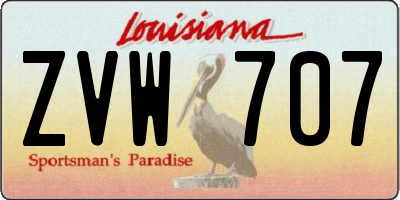 LA license plate ZVW707