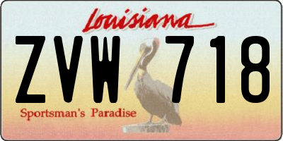 LA license plate ZVW718