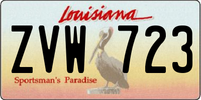 LA license plate ZVW723