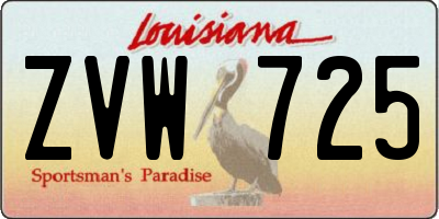 LA license plate ZVW725