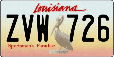 LA license plate ZVW726