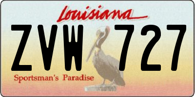 LA license plate ZVW727