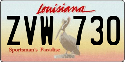 LA license plate ZVW730