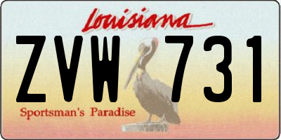 LA license plate ZVW731