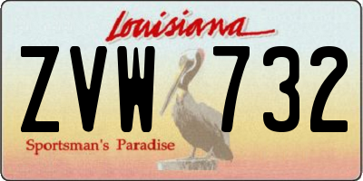 LA license plate ZVW732