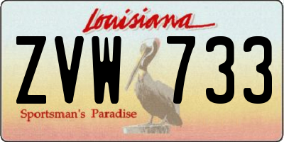 LA license plate ZVW733