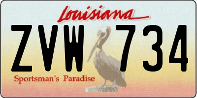 LA license plate ZVW734