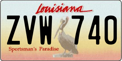 LA license plate ZVW740