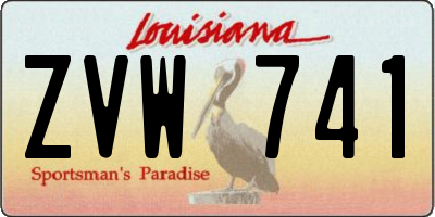 LA license plate ZVW741