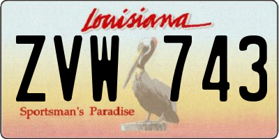 LA license plate ZVW743