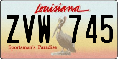 LA license plate ZVW745