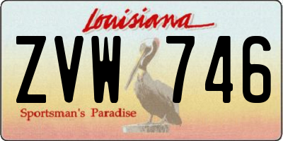 LA license plate ZVW746