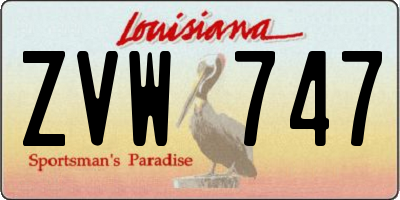 LA license plate ZVW747