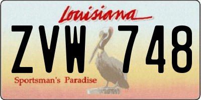 LA license plate ZVW748