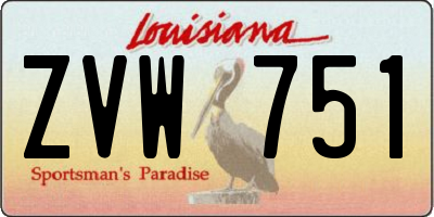 LA license plate ZVW751