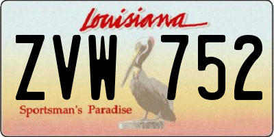 LA license plate ZVW752