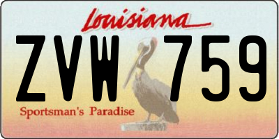 LA license plate ZVW759