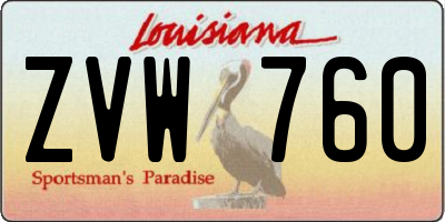 LA license plate ZVW760
