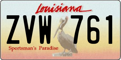 LA license plate ZVW761