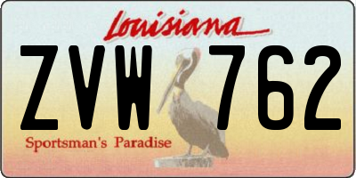 LA license plate ZVW762