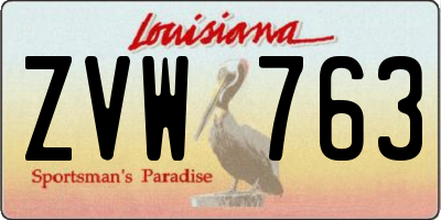 LA license plate ZVW763