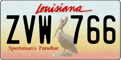 LA license plate ZVW766