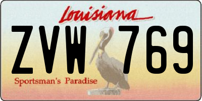 LA license plate ZVW769