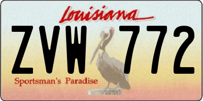 LA license plate ZVW772