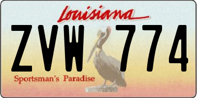 LA license plate ZVW774
