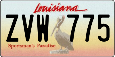 LA license plate ZVW775