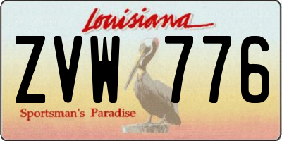 LA license plate ZVW776