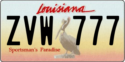 LA license plate ZVW777