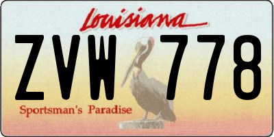 LA license plate ZVW778