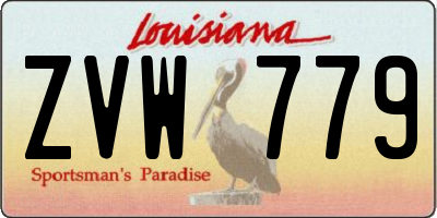 LA license plate ZVW779