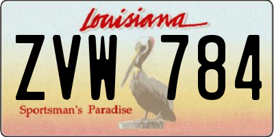 LA license plate ZVW784