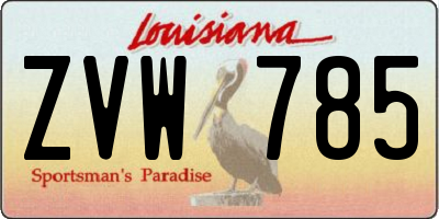 LA license plate ZVW785