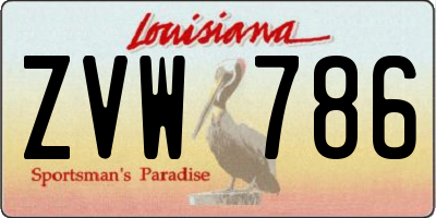 LA license plate ZVW786